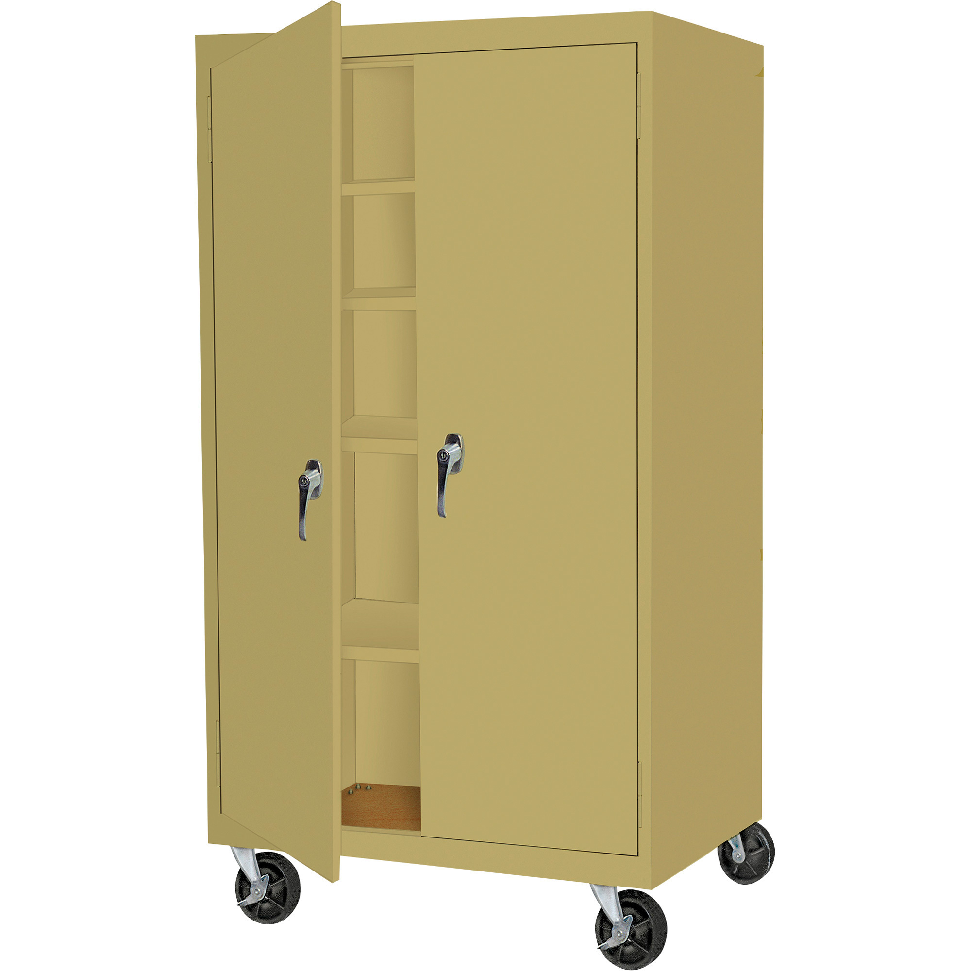 Steel Cabinets USA 2-Door Mobile Storage Cabinet, Tropical Sand, 4 Shelves, 4 Casters, Locking Handles, 36in.W x 24in.D x 66in.H, Model# MAAH-3624RB-TS